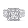 10k White Gold Round Diamond Bridal Wedding Ring Band Set 1 Cttw