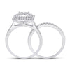 10k White Gold Round Diamond Bridal Wedding Ring Band Set 1 Cttw