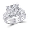 10k White Gold Round Diamond Bridal Wedding Ring Band Set 1 Cttw