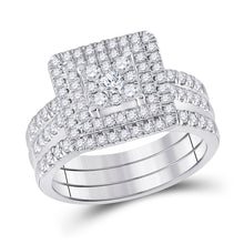  10k White Gold Round Diamond Bridal Wedding Ring Band Set 1 Cttw