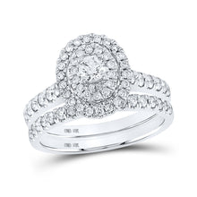  10k White Gold Round Diamond Bridal Wedding Ring Band Set 1 Cttw