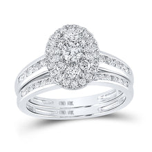  10k White Gold Round Diamond Oval Bridal Wedding Ring Band Set 1 Cttw