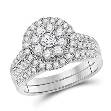  10k White Gold Round Diamond Bridal Wedding Ring Band Set 1 Cttw