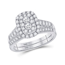  10k White Gold Round Diamond Bridal Wedding Ring Band Set 1 Cttw