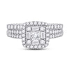 14k White Gold Princess Diamond Square Bridal Wedding Ring Band Set 1 Cttw