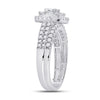 14k White Gold Princess Diamond Square Bridal Wedding Ring Band Set 1 Cttw