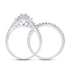14k White Gold Princess Diamond Square Bridal Wedding Ring Band Set 1 Cttw