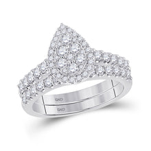  14k White Gold Round Diamond Bridal Wedding Ring Band Set 1 Cttw