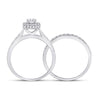 14k White Gold Round Diamond Bridal Wedding Ring Band Set 1 Cttw