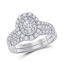  10k White Gold Round Diamond Bridal Wedding Ring Band Set 1 Cttw
