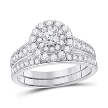  10k White Gold Round Diamond Bridal Wedding Ring Band Set 1 Cttw