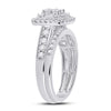 14k White Gold Round Diamond Bridal Wedding Ring Band Set 1 Cttw