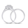 14k White Gold Round Diamond Bridal Wedding Ring Band Set 1 Cttw