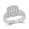 14k White Gold Round Diamond Bridal Wedding Ring Band Set 1 Cttw