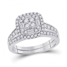  14k White Gold Round Diamond Bridal Wedding Ring Band Set 1 Cttw