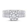 10k White Gold Round Diamond Bridal Wedding Ring Band Set 1 Cttw