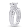 10k White Gold Round Diamond Bridal Wedding Ring Band Set 1 Cttw