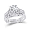 10k White Gold Round Diamond Bridal Wedding Ring Band Set 1 Cttw
