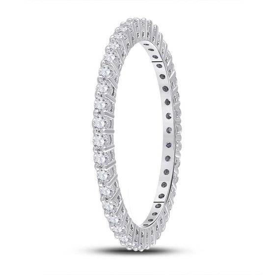 14k White Gold Womens Round Diamond Eternity Wedding Band 1/2 Cttw
