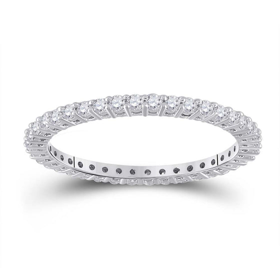 14k White Gold Womens Round Diamond Eternity Wedding Band 1/2 Cttw