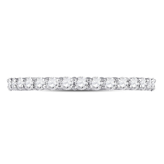 14k White Gold Womens Round Diamond Eternity Wedding Band 1 Cttw