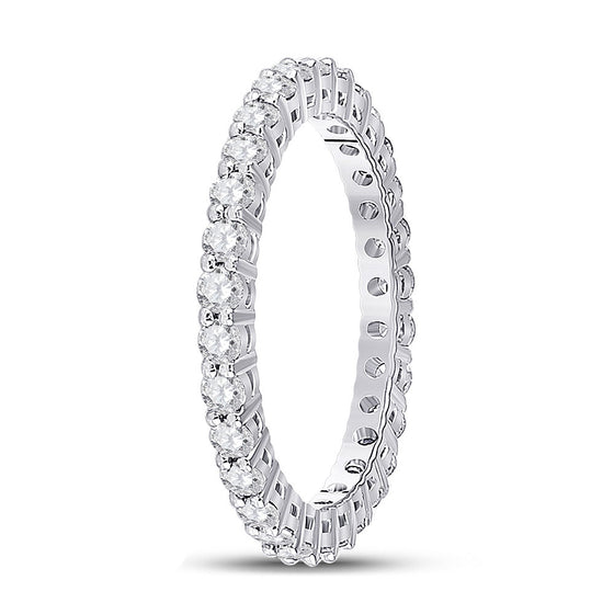 14k White Gold Womens Round Diamond Eternity Wedding Band 1 Cttw