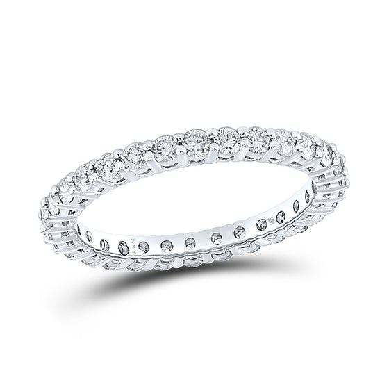 14k White Gold Womens Round Diamond Eternity Wedding Band 1 Cttw