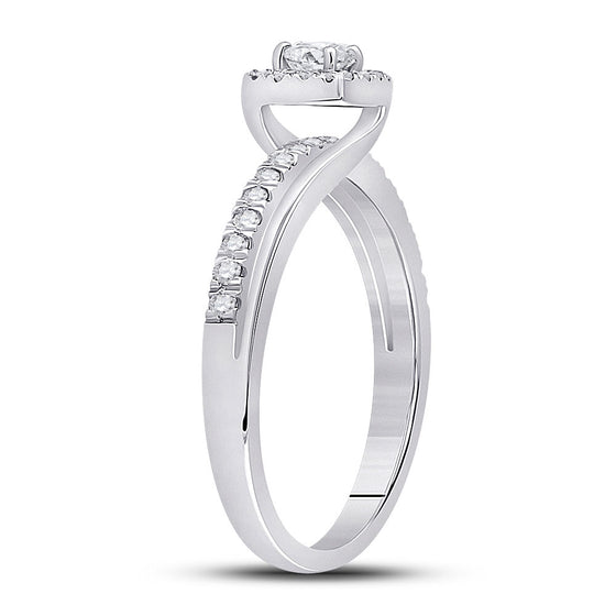 10k White Gold Round Diamond Bridal Wedding Ring Band Set 1/2 Cttw