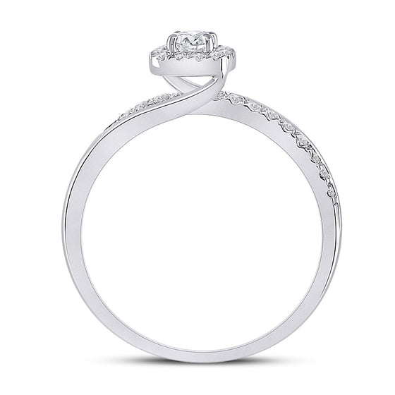 10k White Gold Round Diamond Bridal Wedding Ring Band Set 1/2 Cttw