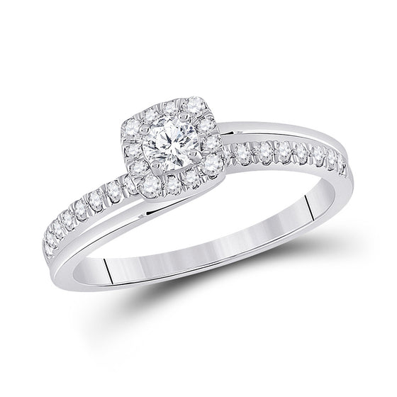 10k White Gold Round Diamond Bridal Wedding Ring Band Set 1/2 Cttw