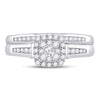 10k White Gold Round Diamond Bridal Wedding Ring Band Set 1/2 Cttw