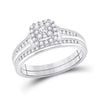 10k White Gold Round Diamond Bridal Wedding Ring Band Set 1/2 Cttw