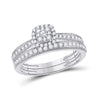 10k White Gold Round Diamond Bridal Wedding Ring Band Set 1/2 Cttw