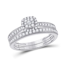  10k White Gold Round Diamond Bridal Wedding Ring Band Set 1/2 Cttw