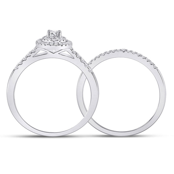 10k White Gold Round Diamond Bridal Wedding Ring Band Set 1/2 Cttw