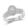 10k White Gold Round Diamond Bridal Wedding Ring Band Set 1/2 Cttw