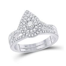  10k White Gold Round Diamond Bridal Wedding Ring Band Set 1/2 Cttw