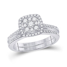  10k White Gold Round Diamond Bridal Wedding Ring Band Set 1/2 Cttw