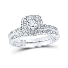  10k White Gold Round Diamond Bridal Wedding Ring Band Set 1/2 Cttw