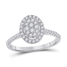  10k White Gold Round Diamond Oval Bridal Wedding Engagement Ring 1/2 Cttw