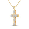 14k Yellow Gold Mens Round Diamond Cross Charm Pendant 2 Cttw