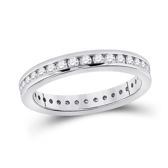 14k White Gold Womens Round Diamond Eternity Wedding Band 7/8 Cttw