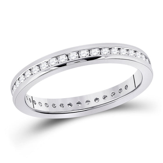 14k White Gold Womens Round Diamond Eternity Wedding Band 1/2 Cttw