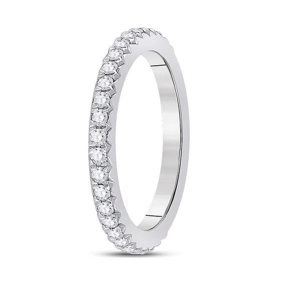 14k White Gold Womens Round Diamond Eternity Wedding Band 3/4 Cttw