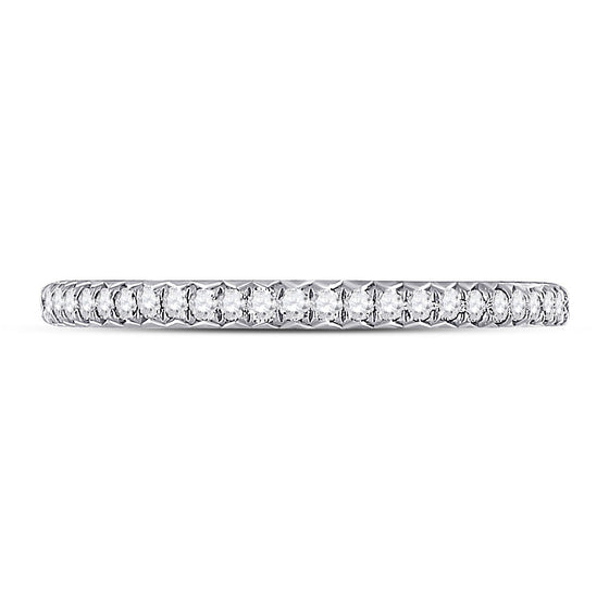 14k White Gold Womens Round Diamond Eternity Wedding Band 3/8 Cttw