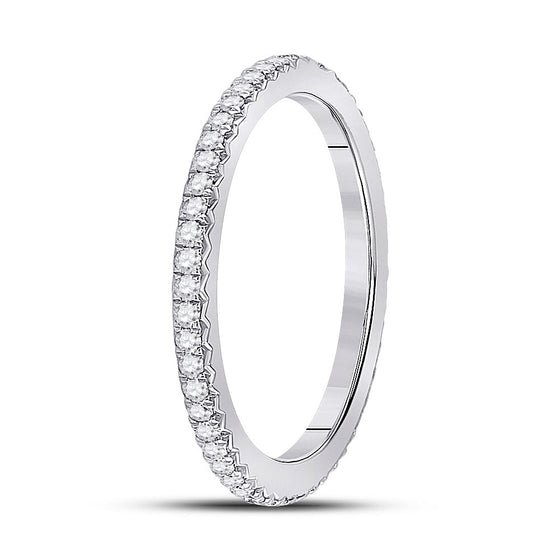 14k White Gold Womens Round Diamond Eternity Wedding Band 3/8 Cttw