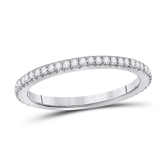 14k White Gold Womens Round Diamond Eternity Wedding Band 3/8 Cttw