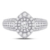 14k White Gold Round Diamond Halo Bridal Wedding Engagement Ring 1 Cttw