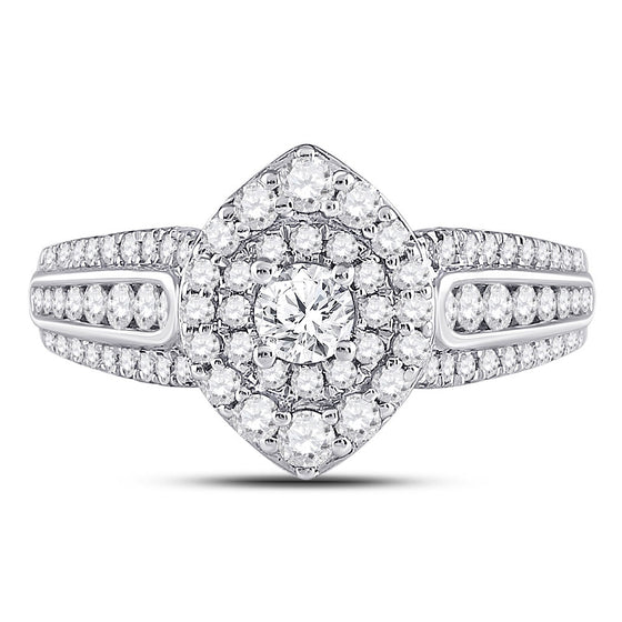14k White Gold Round Diamond Halo Bridal Wedding Engagement Ring 1 Cttw