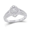 14k White Gold Round Diamond Halo Bridal Wedding Engagement Ring 1 Cttw